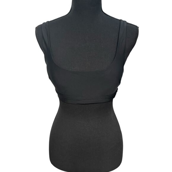 NWT! Aerie Banded Wide Strap Scoop Bikini Top in Solid Black - Size Small - Picture 4 of 9